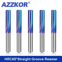 AZZKOR Straight Shank H7 High-Precision Reamer Tools HRC65 3.0mm-20.0mm Tungsten Steel Machine Reamer Carbide Blue Nano Coating 1
