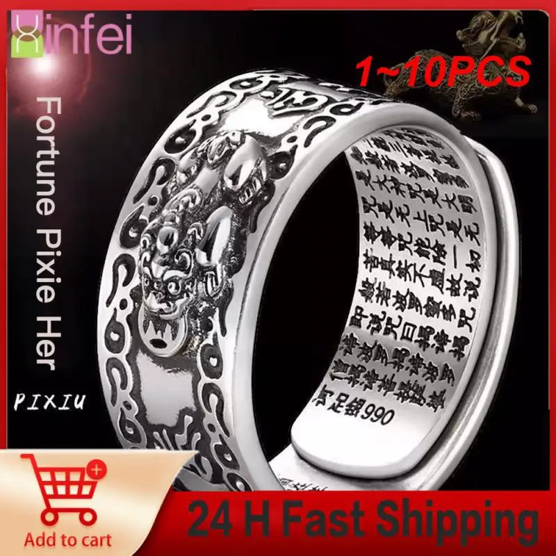 

1~10PCS Ring Charm Feng Shui Lucky Money Treasure Amulet Open Adjustable Buddha Ring Jewelry Exquisite Ring Female Men Gift