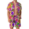 Flower Power Peace Men Sets Retro Hippy 70s Casual Shirt Set Trendy Beach Shorts Summer Graphic Suit 2 Piece Clothing Plus Size 3