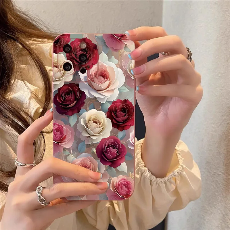S25 Ultra Luxury Rose Floral Pattern Shockproof Phone Case