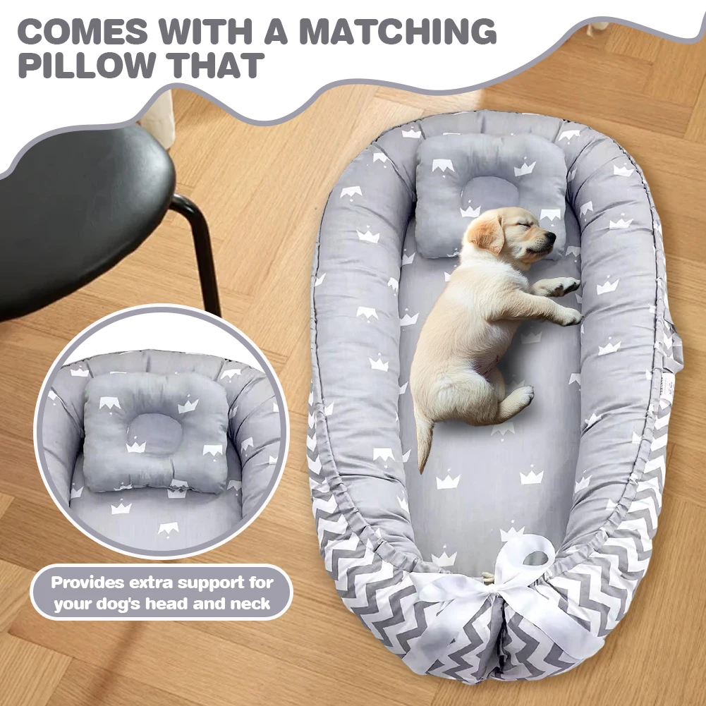 Washable Dog Bed Crate Beds Comfy Kennel Pad with Pillow Soft Cloth Dog Kennel Comfortable Pet Sleeping Mat Pet Sleeping Bed