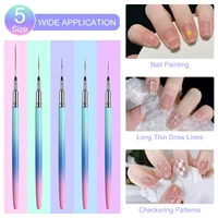 Nail Art Liner Brushes, 5Pcs Painting Nail Art Brush Set Nail Dotting Drawing Tool for Long Lines, Thin Details, Fine Drawing 2