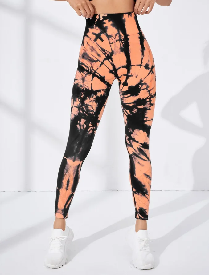 

Sexy High Waist Hip Lifting Tights Yoga Leggings Fitness Running Tie Dye Leggings Women Sport Pants Gym Running Pants