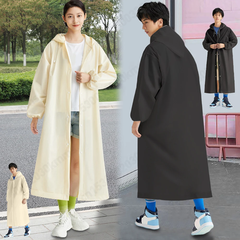 Adult Long Raincoat Reusable EVA Unisex Thickened Waterproof Camping Rainwear Suit raincoat poncho