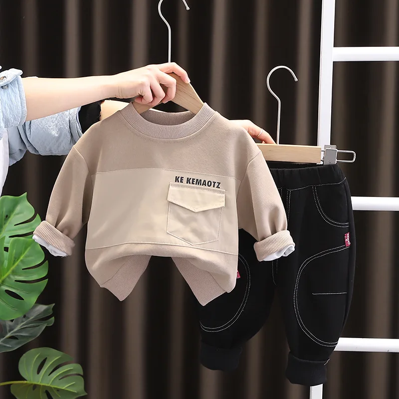 

Good Quality Long Sleeve Pocket T Shirt Tops And Pants 2pcs Baby Boys Clothes Fashion Toddler Infant Spring Autumn 2023 Clothing