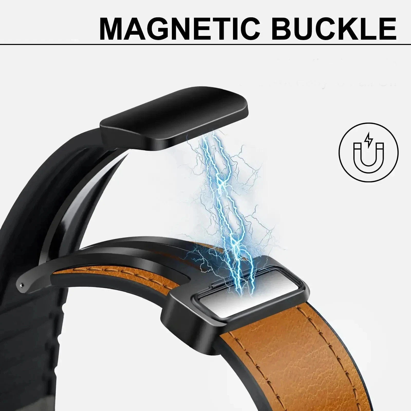 Magnetic Silicone Leather Bracelet Strap for Smartwatch 22mm - Premium Accessory Band