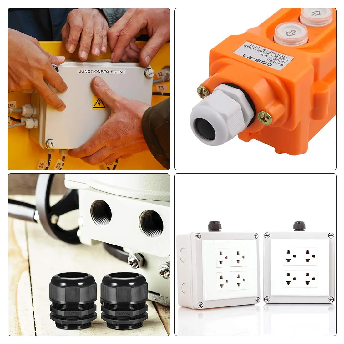 10PCS M16x1.5 Waterproof IP68 Nylon Cable Gland Joint 4-8mm Wire Hole Waterproof Nylon Joint Adjustable Locknut wit Washer Black