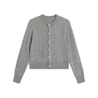 2024 Vintage Long Sleeve Cardigan Women Sweater O-neck Elegant Knitted Top Fashion Autumn Grey Knitwear - Image 5