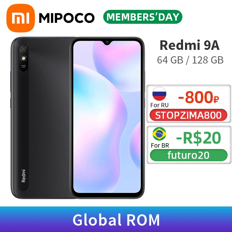 Xiaomi Redmi 9A 9 A смартфон с восьмиядерным процессором MTK Helio G25 ОЗУ 4 Гб ПЗУ 64 Гб/128 ГБ 5000
