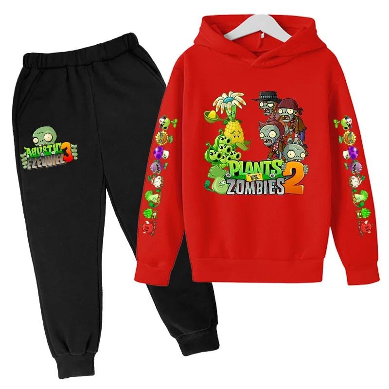 New Cartoon Plants vs. Zombie Clothing Autumn And Winter Children'S Clothes Long-Sleeved Suit Kids Sportswear Hoodie Costume Set 6