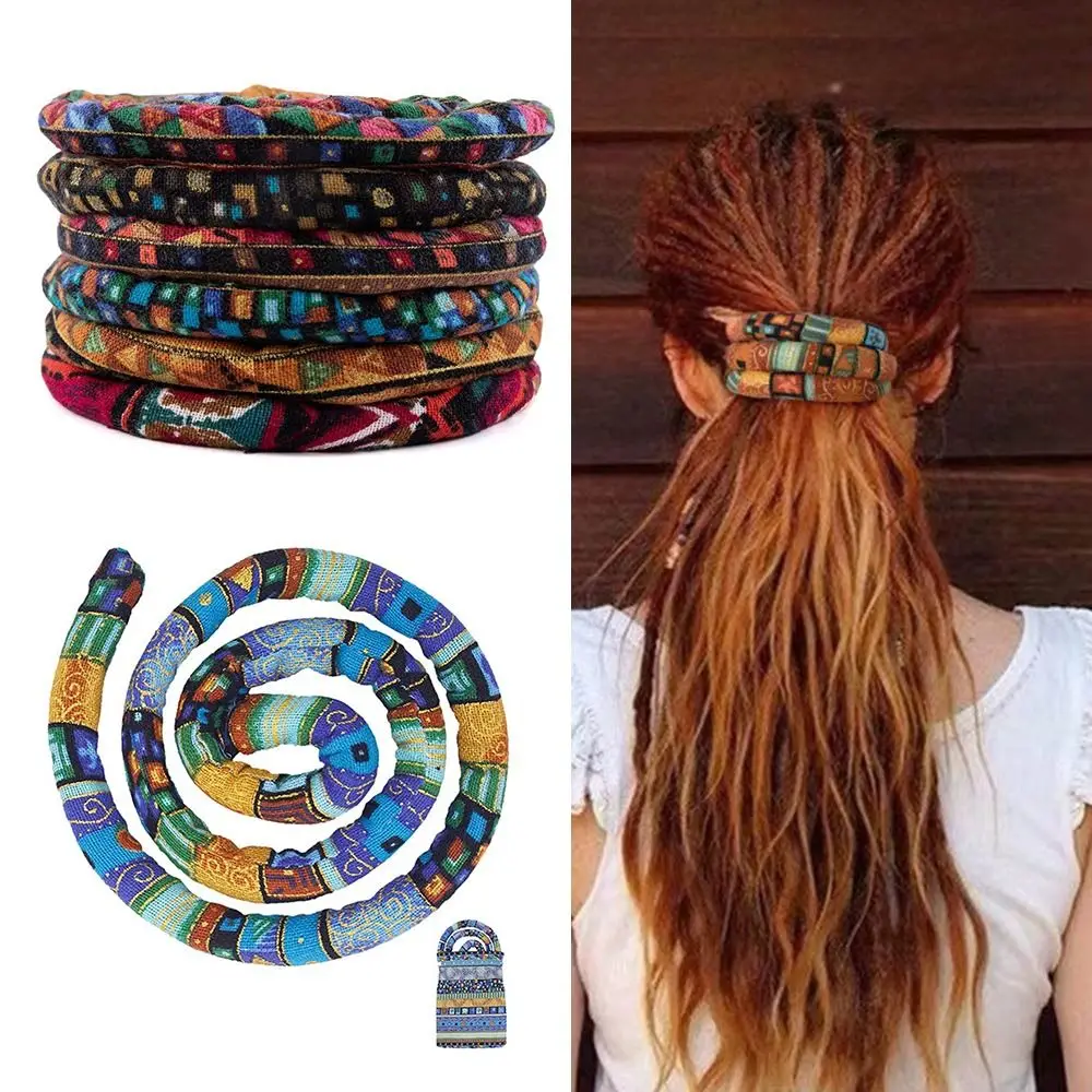 

Girl Ethnic style Bohemian Ponytail Long Hairband Bendable Hair Ties Hairband Spiral Lock Hair Tie