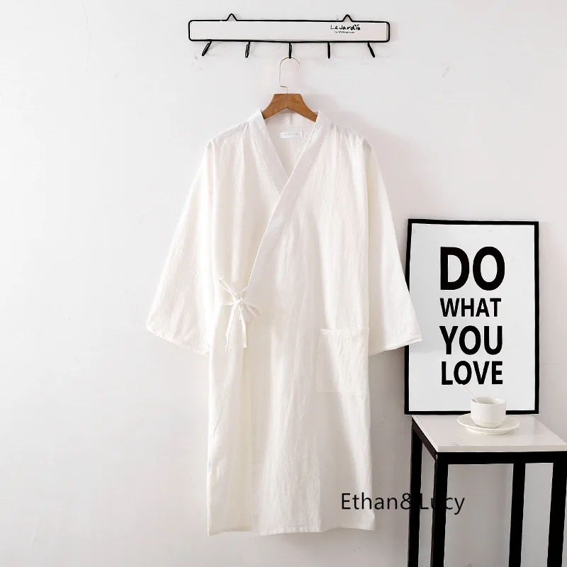 Cotton Bathrobe Multi Colors Long Sleeved Bathrobe With Pocket For Men And Women