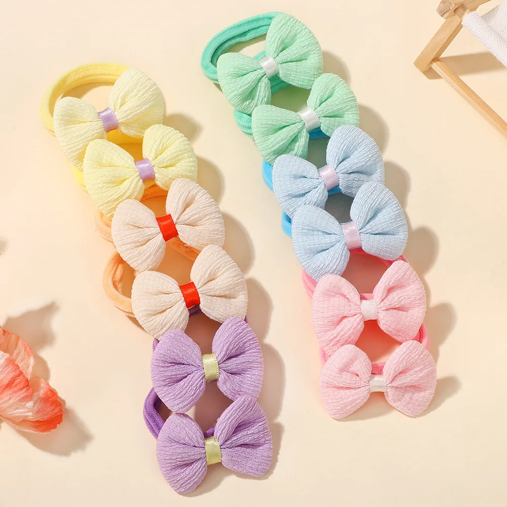 20개 랜덤 색상 여자아이 헤어밴드 꽃 머리띠 포니테일 머리끈 어린이 땋은 머리 타월 링 헤어 액세서리 귀여운 선물