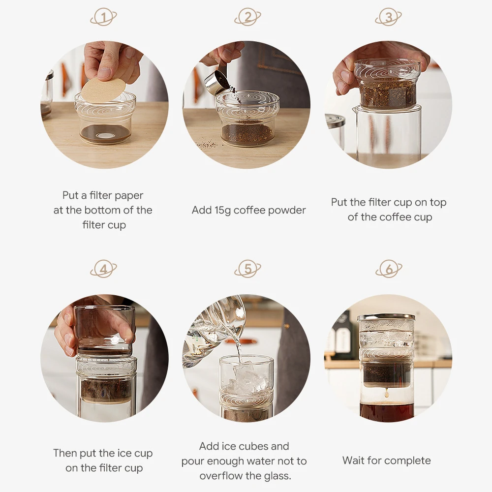 Ice Drip Coffee Filter, Glass Percolators, Espresso Coffee Tools, Ice Cold  Brew Pots, Brewer Barista Coffee Accessories, 300ml
