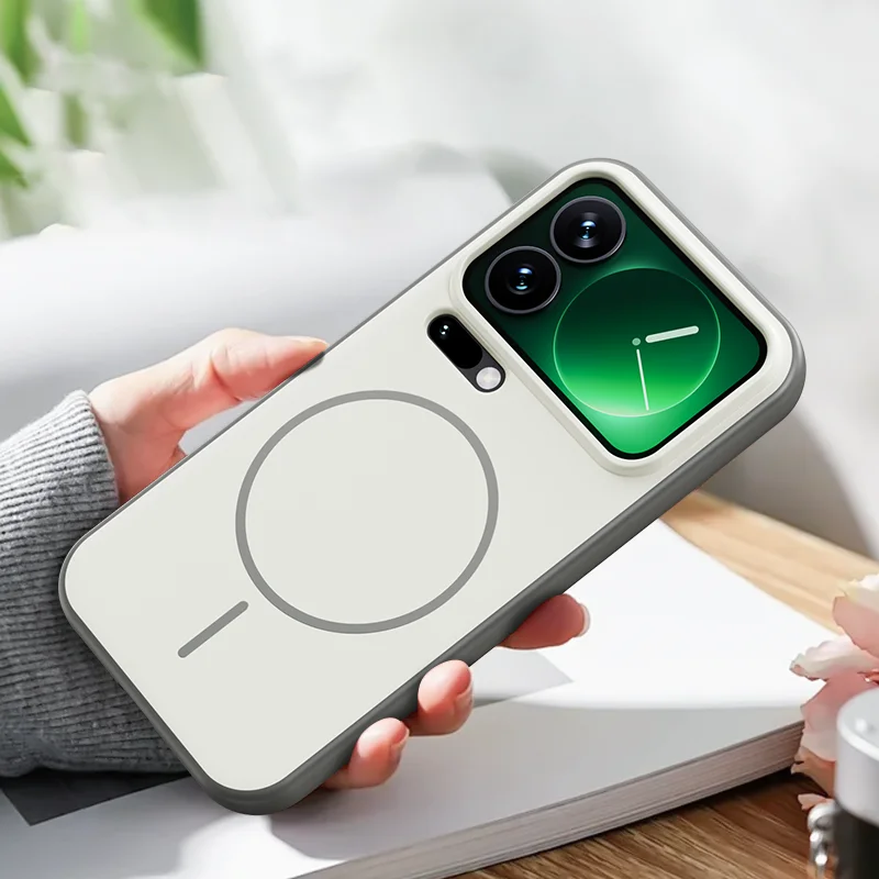 Solid Color Matte Skin Feel Shockproof Phone Case with MagSafe-Compatible Wireless Charging