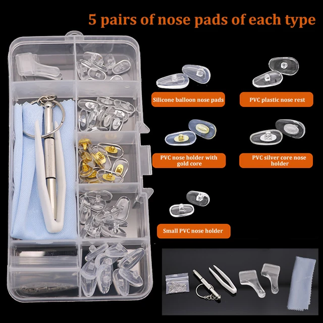 eyeglass repair kit with screws glasses nose pad replacement silicone nose  pads