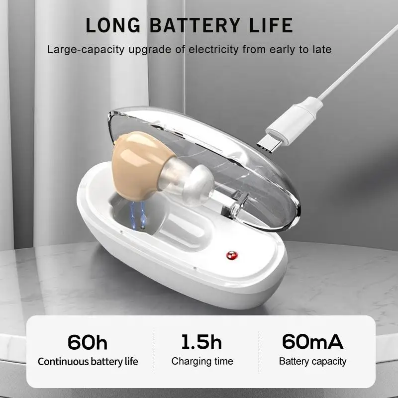 Rechargeable Hearing Aids Wireless Sound Amplifier Mini Invisible Elderly Hearing Device hearing aid