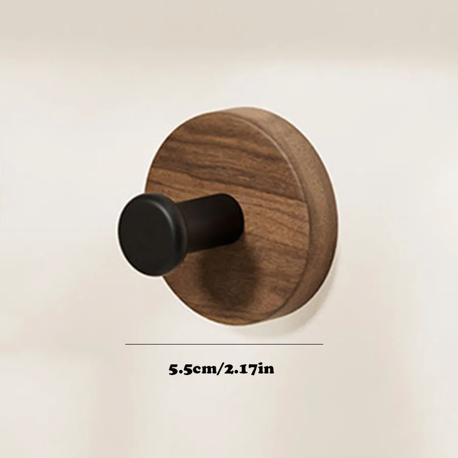 Walnut Wood Door Hook Adhesive Bathroom Towel Rack No-Drill Wall-Mounted Coat Hanger Wooden Hook for Kitchen or Bathroom 6