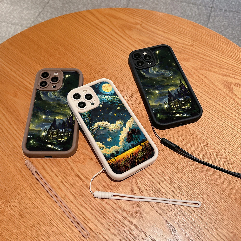 

Van Gogh Starry Night Oil Painting Phone Case for OPPO A38 A53 A54 A55 A58 A72 A74 A76 A78 A94 A98 4G 5G Cover With Hand Strap