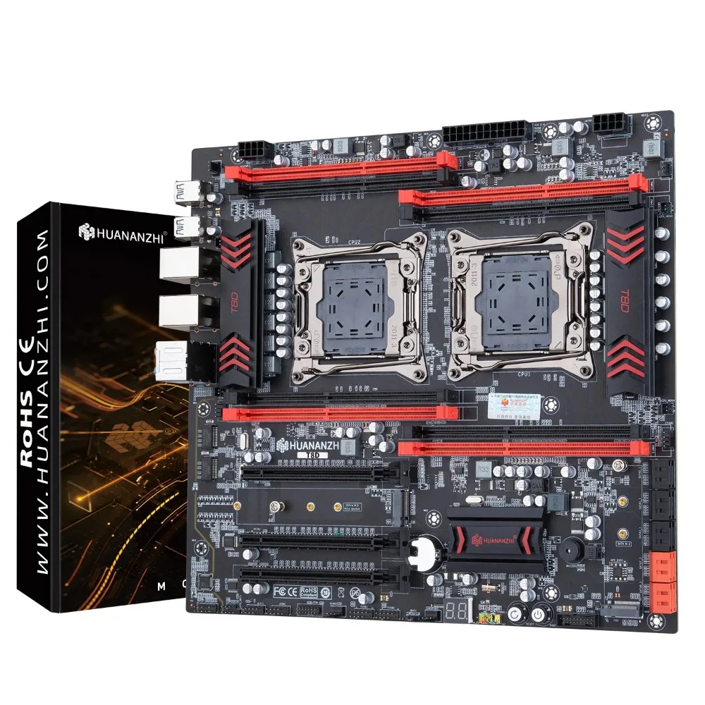 HUANANZHI X99 T8D LGA 2011-3 Xeon 마더보드 듀얼 인텔 CPU E5 지원 DDR3 비-ECC M.2 NVME 노트북용