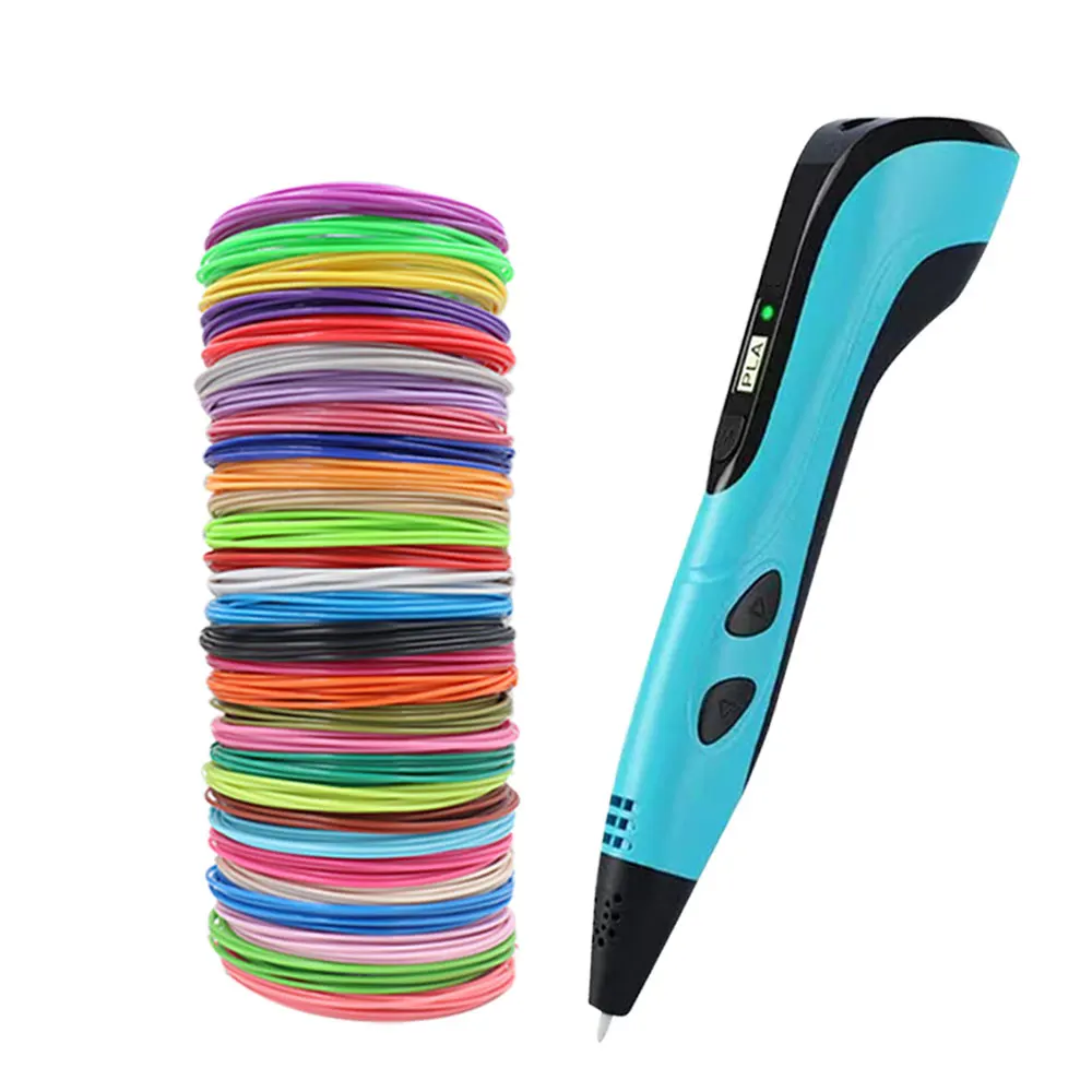 LED 스크린 200M PLA 및 전원 어댑터 및 보관 상자가있는 어린이를위한 고품질 3D 펜 어린이를위한 크리스마스 생일 DIY 선물