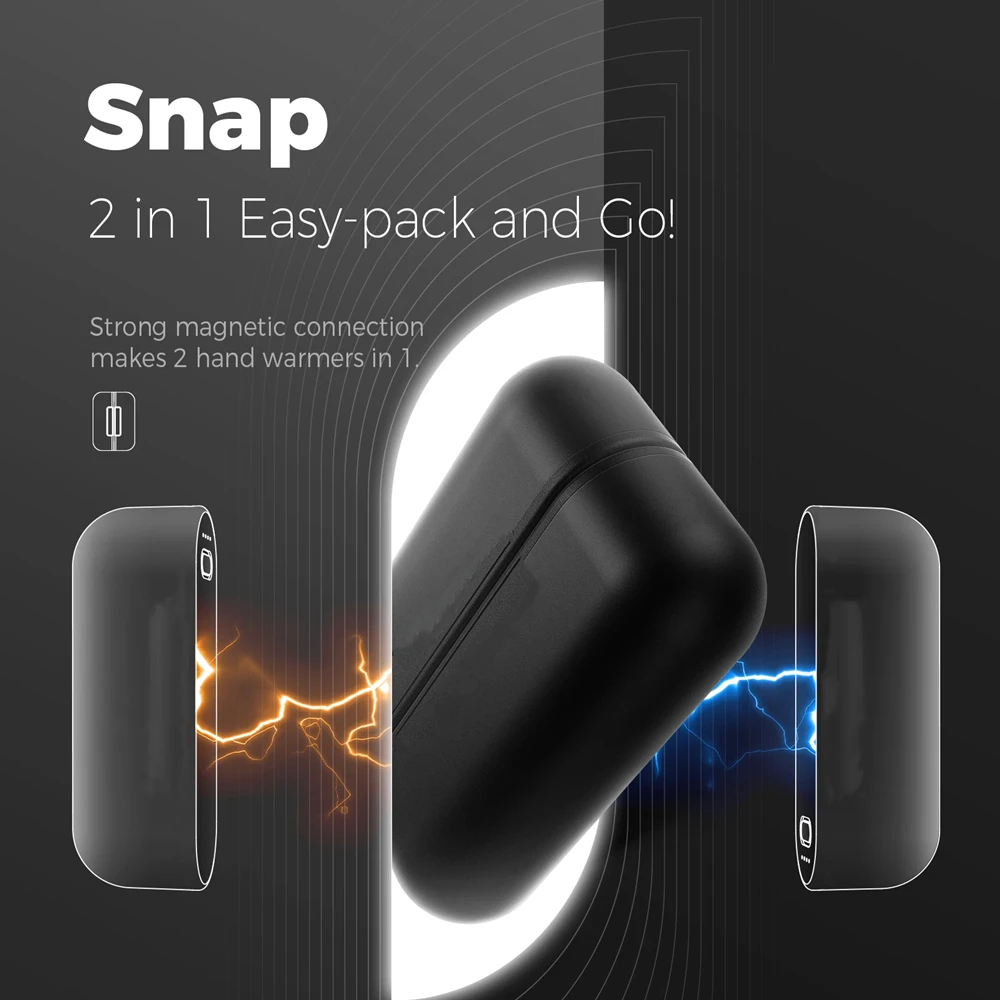 New 2 in 1 Magnetic Rechargeable Hand Warmers Electric Portable Handwarmers Ergonomic Compact Pocket Heater Tech Gifts Outdoors 2