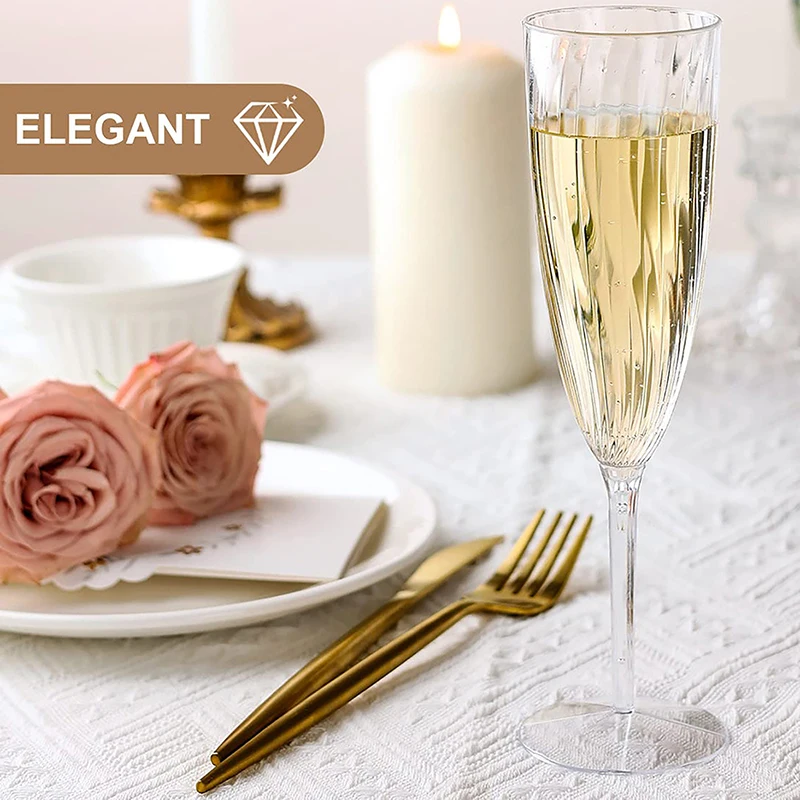 1/8PCS Plastic Champagne Glasses Flutes Disposable Perfect for Wedding and Shower Party Supply Clear Cups Drinkware Gift
