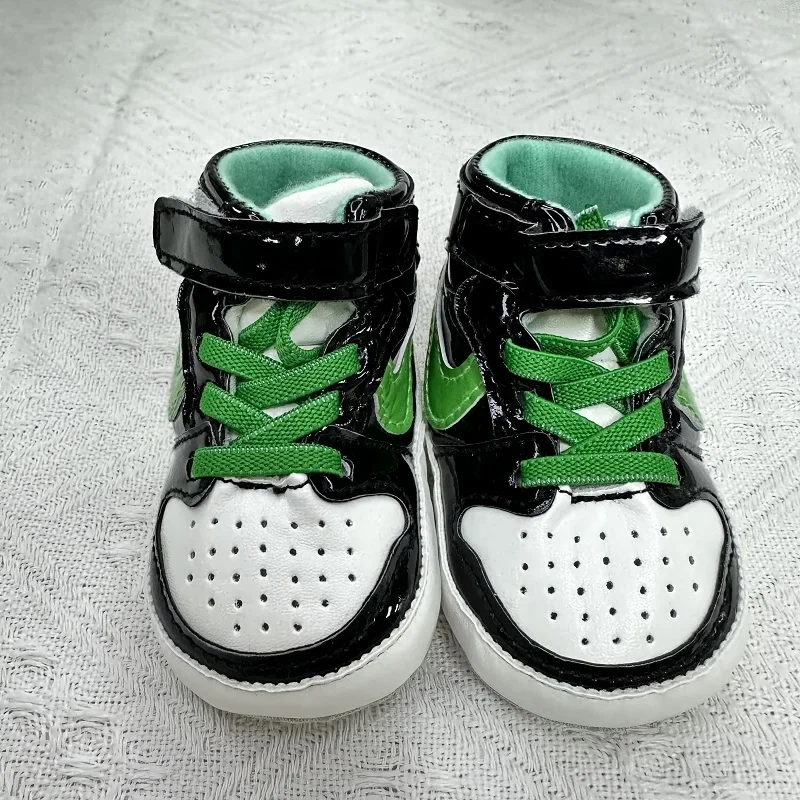 Spring and Autumn Baby Shoes Classic Trendy PU High Top Sports Shoes Basketball Shoes Soft Sole Lightweight Walking Shoes 3