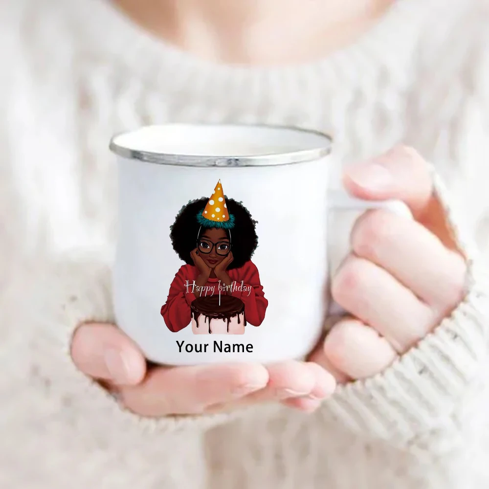 

Customized Happy Birthday Enamel Mug Print Your Name Mug Give Friend the Best Birthday Gift Mug Personalized Gifts Cups and Mugs