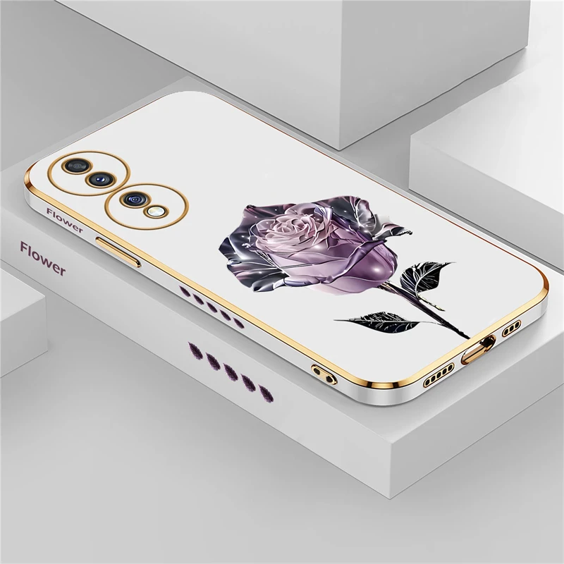 Luxury Plating Silicone Flower Shockproof Phone Case Cover