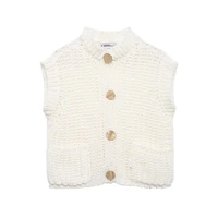 Willshela Women Fashion With Pockets Solid Single Breasted Knitted Vest Tank Tops Vintage O-Neck Sleeveless Female Chic Lady Top - Image 6