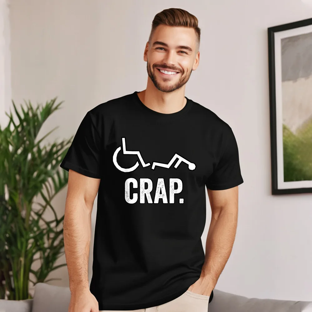Cute Handicap Wheelchair Funny Fall T-Shirt__20229 T Shirt Christmas O Neck Premium Cotton Tops & Tees for Men T Shirt Gift Handicap Wheelchair Funny Fall T-Shirt__20229