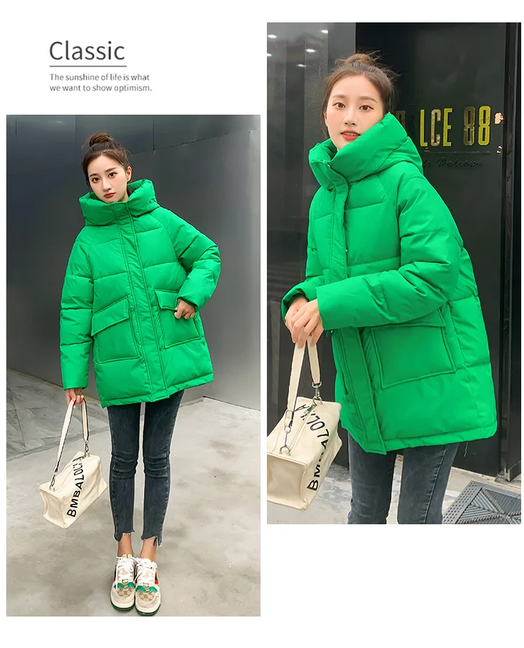 2025 Winter New Women Down Padded Jacket Winter Jacket Loose Thick Warm Cotton Coat Female Hooded Parkas Coat Long Women Outwear
