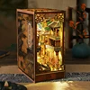 DIY Book Nook Wooden Miniature Model Kit Chinese Ancient Town Bookend Assembled 3D Puzzle Bookshelf Home Decor Friends Gifts 5