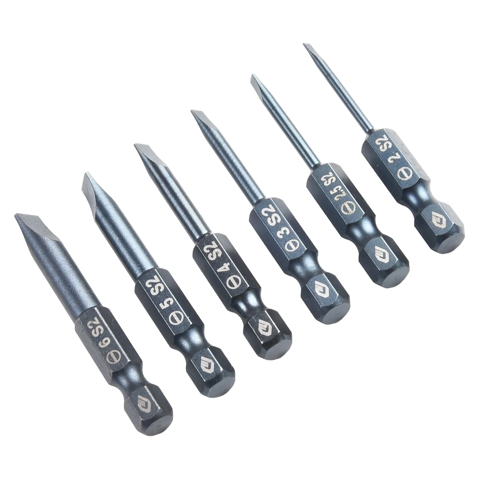 

Reliable 6 Piece Slotted Screwdriver Bit Set Blue Alloy Steel Bits Suitable for Carpentry Work and Furniture Installation