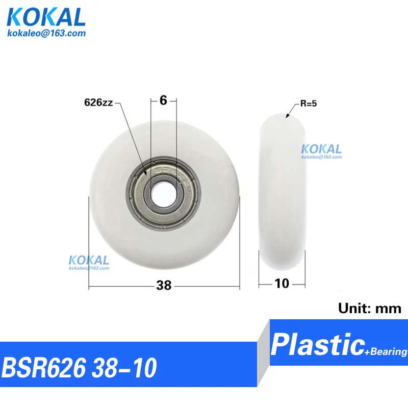 [R0634-10] 10PCS 626zz 1.34inches outer diameter bearing roller wheel with POM coated bearing 6mm*34mm*10
