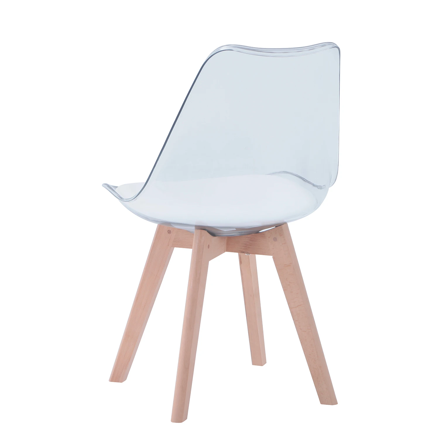 EGOONM-Juego de sillas de comedor transparentes, asientos con patas de madera, almohadillas de PU, para cocina, dormitorio, sala de estar, muebles