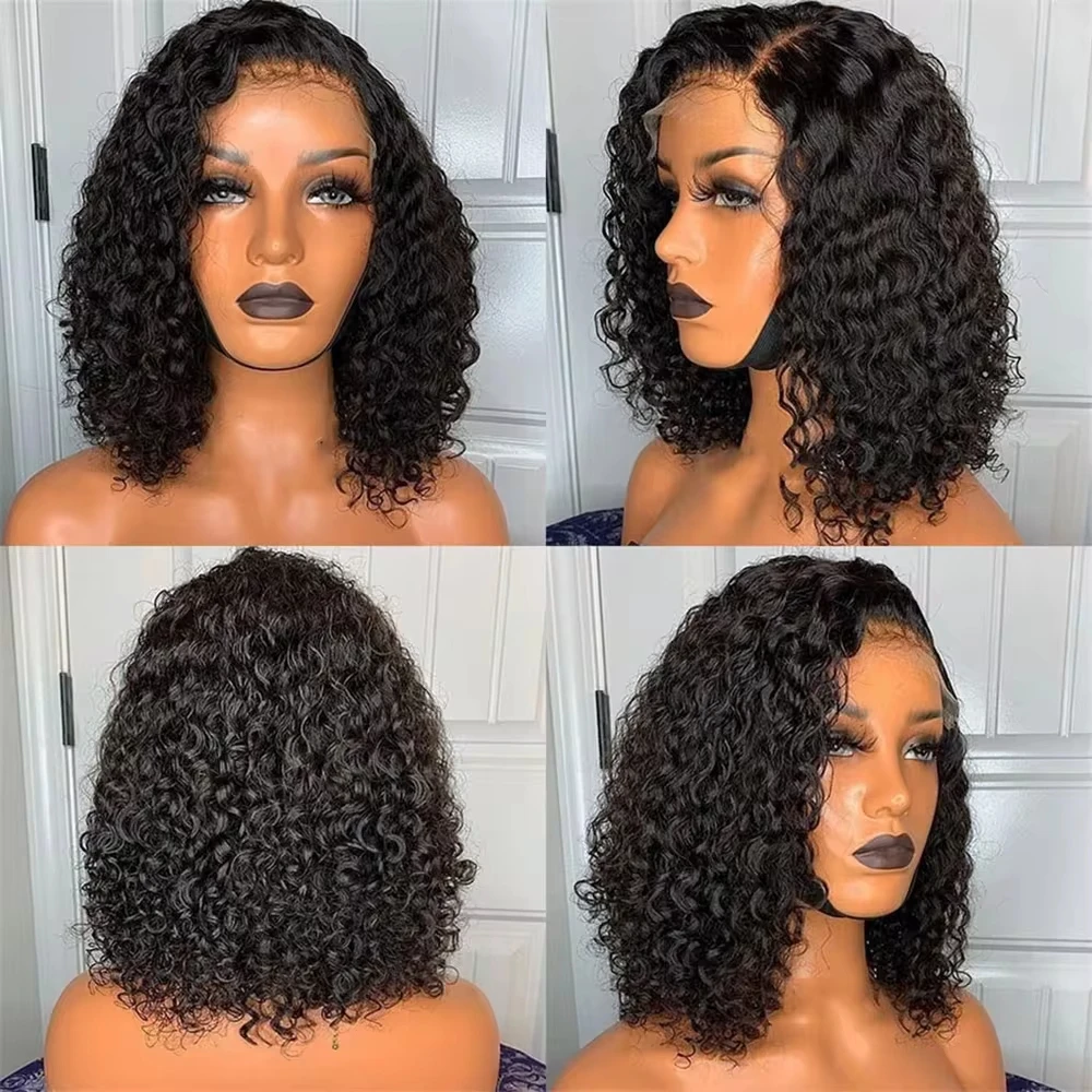 Pre Cut No Glue Water Wave 13x4 Bob Wigs Curly Glueless Wig Human Hair Ready To Go Lace Frontal Wigs For Women Pre Plucked