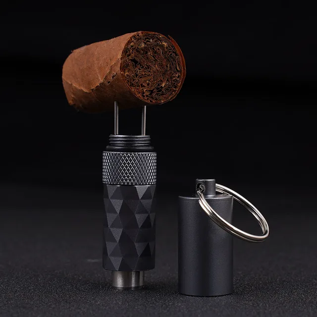 Aluminum Cigar Puncher Cigar Drill Fork Combo with Keychain Cigar Accessories Smoking Accessories - Image 5