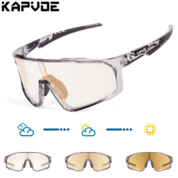 Kapvoe Farbe Photochrome Fahrradbrille MTB Sonnenbrille für Männer Frauen Sport Geschwindigkeit Mountainbike Fahrrad Zyklus Brillen Goggle