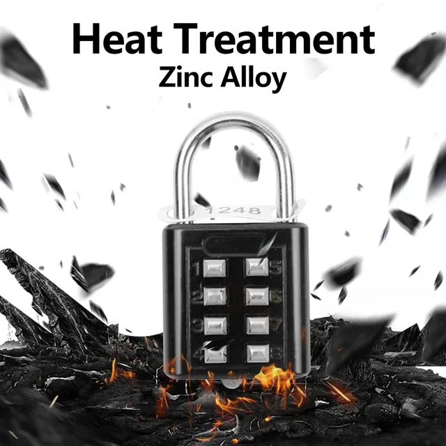 With Key Anti-theft 8-digit Combination Outdoor Button Waterproof Fixed Random Code Padlock Zinc Alloy Luggage Travel Smart Lock 3