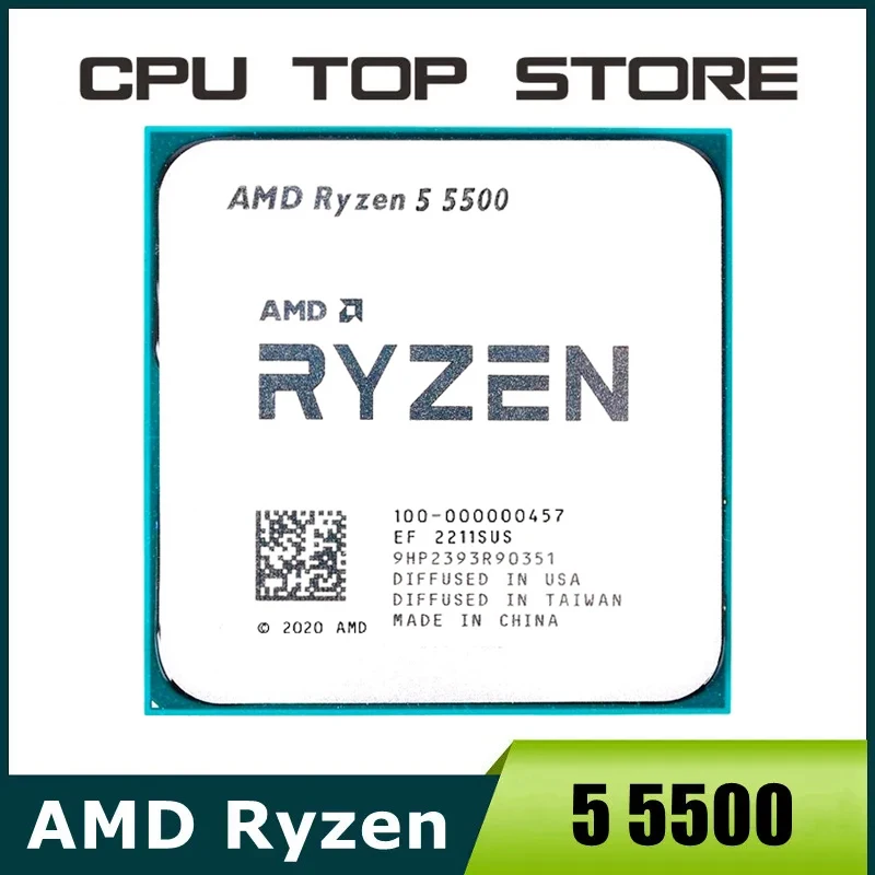 Procesador AMD Ryzen 5 5500 R5 5500 3,6 GHz, 6 núcleos, 12 subprocesos, 7 nm, L3 = 16 M, 100-000000457, socket AM4, sin ventilador