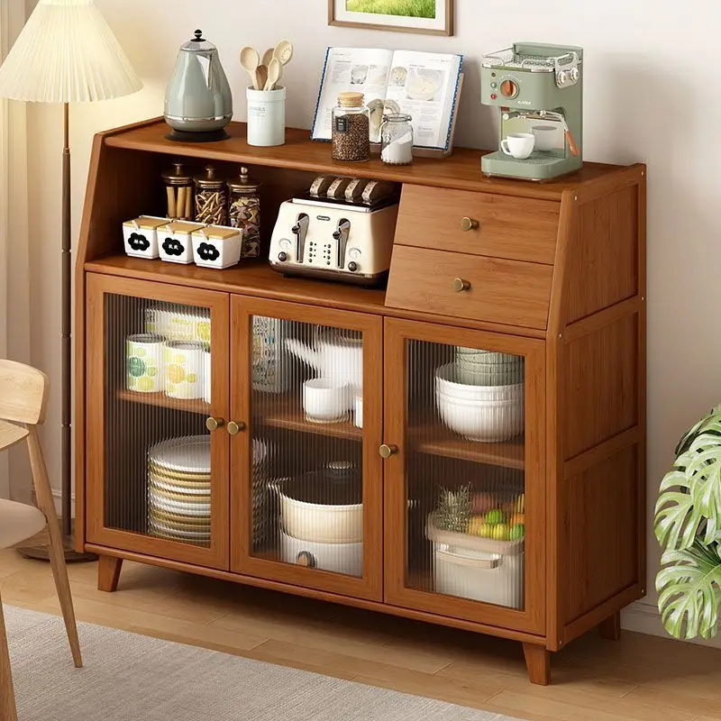 DE 3 Sideboard Cabinet Tea Cabinet New Chinese Style Simple Kitchen Storage Living Room Wall Dustproof Storage