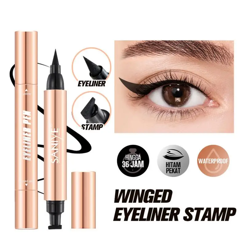 

1pc 2 In1 Stamp Liquid Eyeliner Pencil WaterProof Fast Dry Double-ended Black Eye Liner Pen Eye Make Up Tool Women Cosmetics