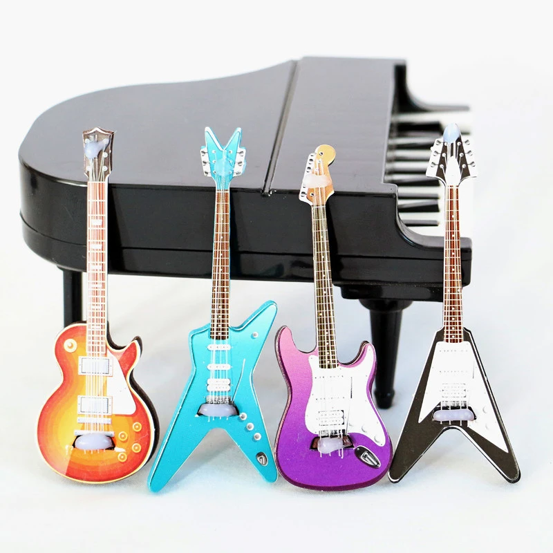 1/12 Dollhouse Miniature Guitar Toys Dollhouse Musical Instrument Model Dolls House Furniture Decoration Accessories 4