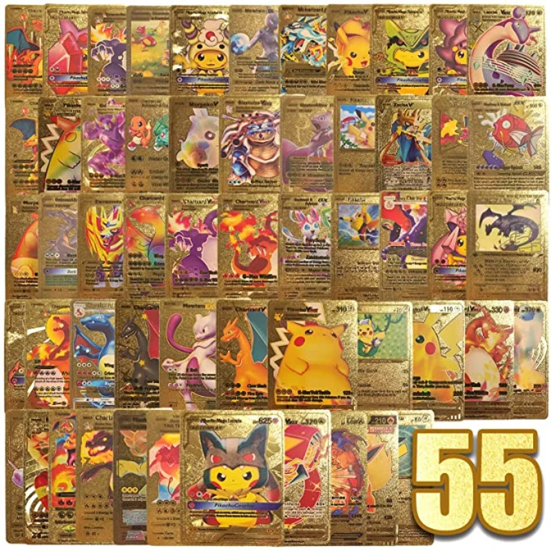 Cartas Pokemon En Métal Doré Pour Enfants, Pikachu Vmax, Toys,collection  Rare, Carte D'entraînement Au Combat,cadeau De Noël - Game Collection Cards  - AliExpress