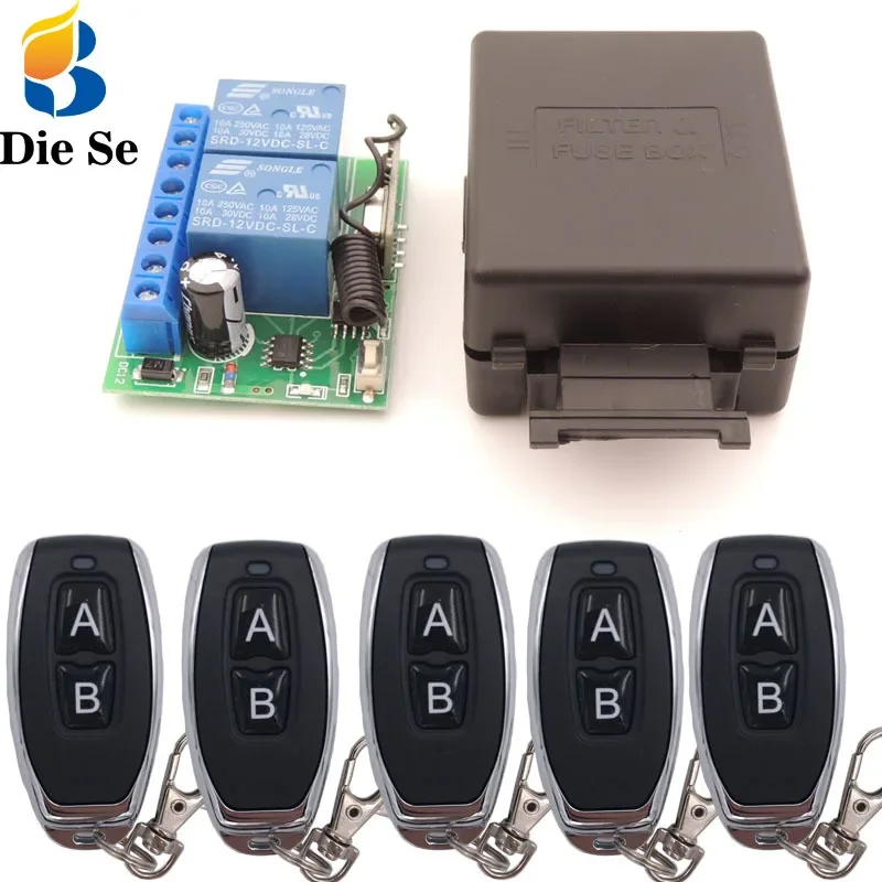 범용 차고 문 및 게이트 제어용 433MHz 범용 무선 원격 제어 DC 12V 2C..