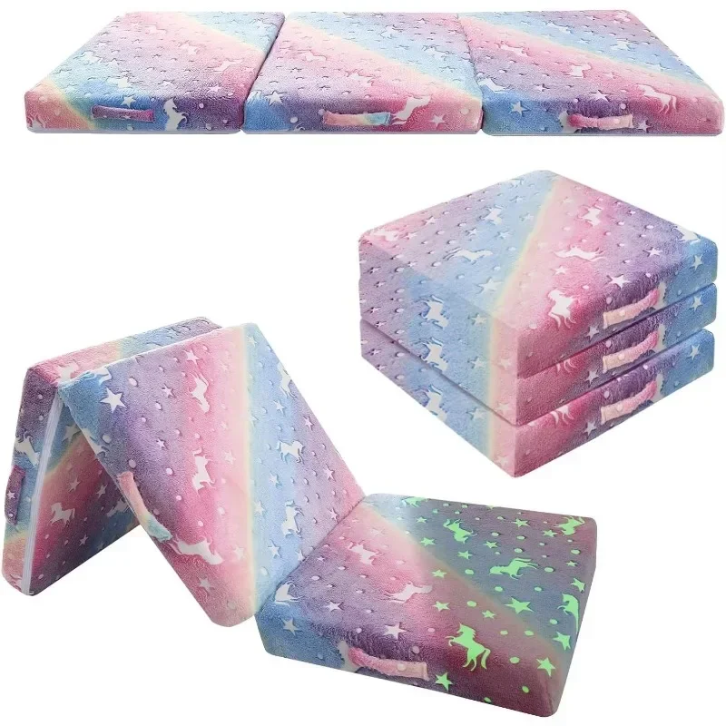 Tri Folding Foam Floor Mat for Children, Foldable Bed Portable Memory Mattress