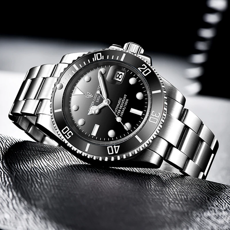 LIGE Mens Watches Top Brand Luxury 5ATM Waterproof Luminous Mechanical Wristwatches For Men Fashion Business Automatic Watch Men