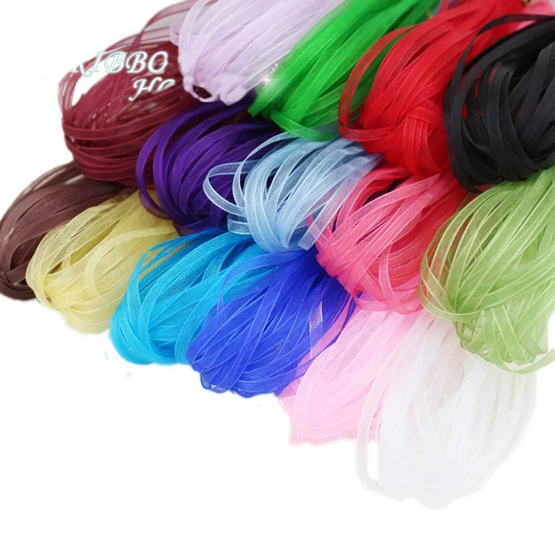 (40 meters/lot) 1/8''(3mm) Organza Ribbons Wholesale Gift Wedding Christmas Decoration Wrapping ribbons Handmade DIY